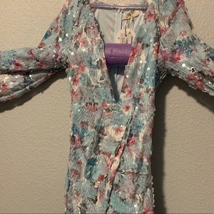 boohoo blue sequin dress